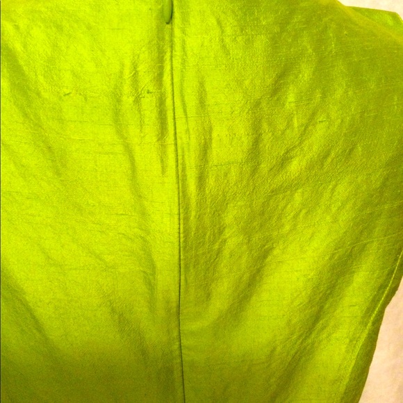 NEON PERIDOT GREEN 100 % PURE SILK BLOUSE-NWOT-RETRO - Picture 5 of 6
